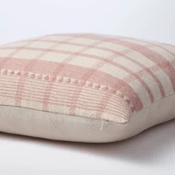 Square Woven Plaid Decorative Throw Pillow Mauve/Light Beige - Threshold™ Designed With Studio McGee: Cotton Dobby, Indoor Use, Hidden Zipper -Threshold Designed W/Studio Mcgee GUEST 06572299 cbd5 4e2a 9603 dfee302fabb6