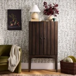 Palma Arched Fluted Cabinet Dark Brown - Threshold™ Designed With Studio McGee: Hardwood Frame, 2 Shelves, MDF Surface