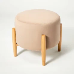 Elroy Round Velvet Ottoman With Wooden Legs - Threshold™ Designed With Studio McGee -Threshold Designed W/Studio Mcgee GUEST 13e14aa9 b8ef 4504 a404 2a753759c130