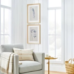 Threshold Designed W/Studio Mcgee 19 (Set Of 2) 18" X 24" Naive Floral Sketch Framed Wall Arts Blue - Threshold™ Designed With Studio McGee