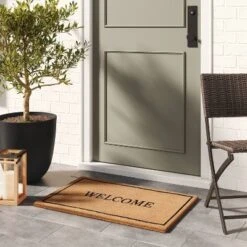 Threshold Designed W/Studio Mcgee 25 1'11x2'11" 'Welcome' Coir Doormat Black - Threshold™ Designed With Studio McGee