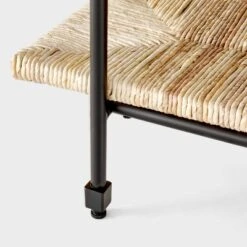 Metal And Rush Weave Top Console Table Black - Threshold™ Designed With Studio McGee: Mahogany Frame, Square Entryway Table -Threshold Designed W/Studio Mcgee GUEST 3f8ac156 d6a8 49ca b6f0 3fd94dabd00e