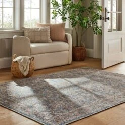 Persian Printed Poly/Wool Handmade Tufted Area Rug Blue/Brown - Threshold™ Designed With Studio McGee