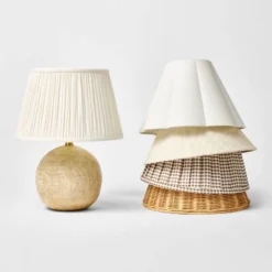 Round Faux Wood Lamp Base Brown - Threshold™ Designed With Studio McGee -Threshold Designed W/Studio Mcgee GUEST 64e55bef fd98 4da8 8608 17cd78b2c29f