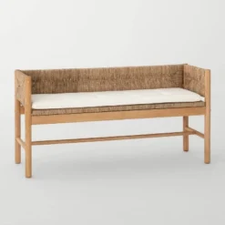 Elden Wood Bench With Woven Back And Loose Cushion Seat - Threshold™ Designed With Studio McGee -Threshold Designed W/Studio Mcgee GUEST 75b2f7b0 b6bf 42c9 a9a5 2942b2a9c6e5