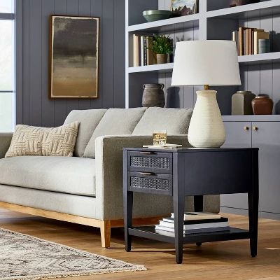 East Bluff 2 Drawers Woven Accent Table Black - Threshold™ Designed With Studio McGee 3 East Bluff 2 Drawers Woven Accent Table Black - Threshold™ Designed With Studio McGee
