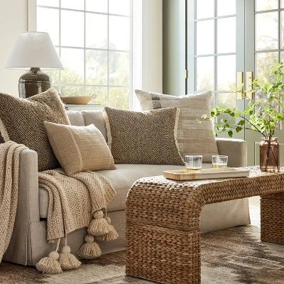 Oversized Woven Striped Square Throw Pillow Cream/Brown - Threshold™ Designed With Studio McGee 3 Oversized Woven Striped Square Throw Pillow Cream/Brown - Threshold™ Designed With Studio McGee