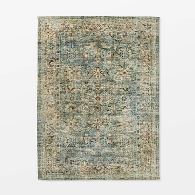 Ledges Digital Floral Print Distressed Persian Rug Green - Threshold™ Designed By Studio McGee 6 Ledges Digital Floral Print Distressed Persian Rug Green - Threshold™ Designed By Studio McGee - Image 5