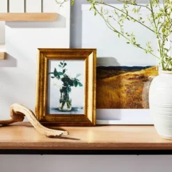 Threshold Designed W/Studio Mcgee 35 11" X 14" Floral Arrangement Framed Wall Canvas Gold/White - Threshold™ Designed With Studio McGee