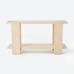 Bleached Oak Console Table Natural Wood - Threshold™ Designed With Studio McGee: Veneer & MDF, Rectangular Shape, Spot Clean -Threshold Designed W/Studio Mcgee GUEST 9e9b3c38 4dd8 42f6 9ac1 ad888f4e7dbb