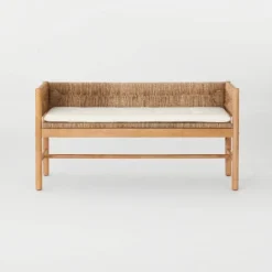 Elden Wood Bench With Woven Back And Loose Cushion Seat - Threshold™ Designed With Studio McGee -Threshold Designed W/Studio Mcgee GUEST ac5cda38 2527 47e4 9bd6 bc9e470974cb