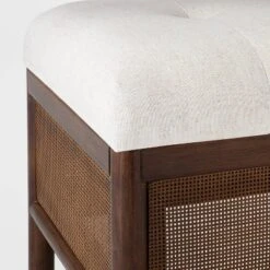 Woodspring Cane Base Ottoman Dark Walnut/Cream - Threshold™ Designed With Studio McGee -Threshold Designed W/Studio Mcgee GUEST c06cc57d 990c 4ff7 b6b4 7525dd6c0d41