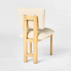 2pk Modern Upholstered Wood Dining Chair Cream - Threshold™ Designed With Studio McGee: Lacquered Rubberwood, Polyester Upholstery -Threshold Designed W/Studio Mcgee GUEST dfc092f4 43e3 45cd 8b1a eba11b696aa9