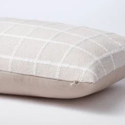Oblong Woven Grid Decorative Throw Pillow Light Beige - Threshold™ Designed With Studio McGee: Cotton Ribbed, Indoor Rectangle Cushion -Threshold Designed W/Studio Mcgee GUEST e0a5a835 1d1f 44e1 8c33 7751ce5df7fc