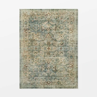 Ledges Digital Floral Print Distressed Persian Rug Green - Threshold™ Designed By Studio McGee 7 Ledges Digital Floral Print Distressed Persian Rug Green - Threshold™ Designed By Studio McGee - Image 6